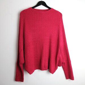 Eloquii Red Chunky Knit Mock Neck Acrylic Dolman Sleeve Ribbed Sweater Sz 22/24